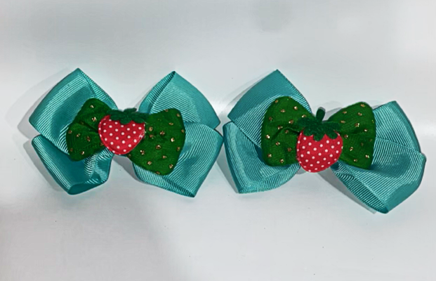 Green Strawberry Double Bow Set