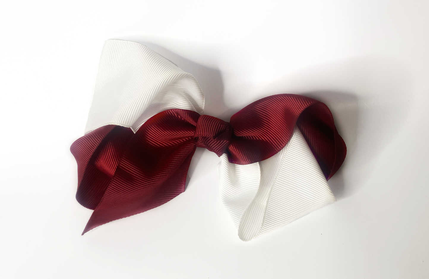 Burgundy and White Bow